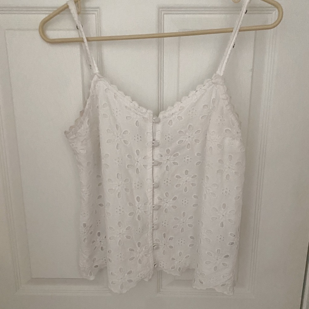 White eyelet Abercrombie Tank